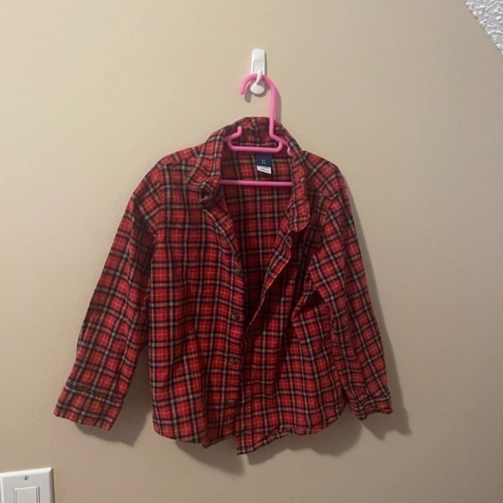 Red Plaid Button-Up Shirt Old Navy Boys 5T